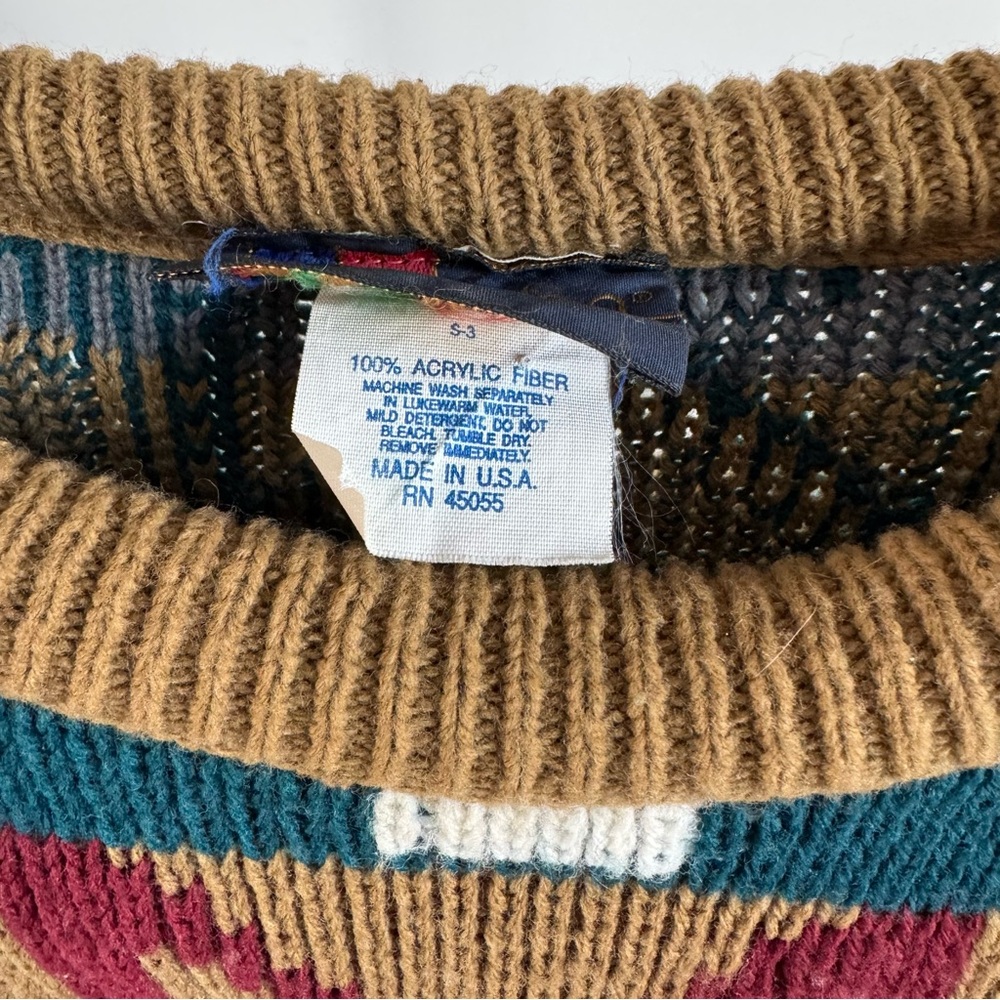 Vintage 80s Grandpa Boxy Chunky Sweater Unisex Size S - Picture 5 of 8